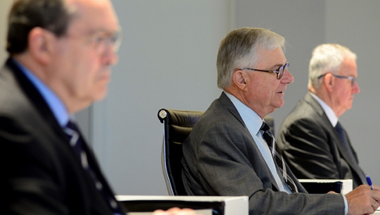 Commissioner Andrew Murray, The Hon. Justice Peter McClellan and Commissioner Bob Atkinson From left to right: Commissioner Andrew Murray, The Hon. Justice Peter McClellan and Commissioner Bob Atkinson