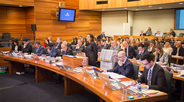 A crowded hearing room for the Youth Detention Centres, Victoria public hearing